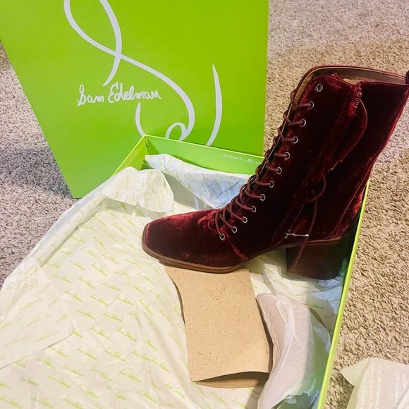 COPY - Sam Edelman Western, Brick Velvet Bootie - Picture 3 of 6